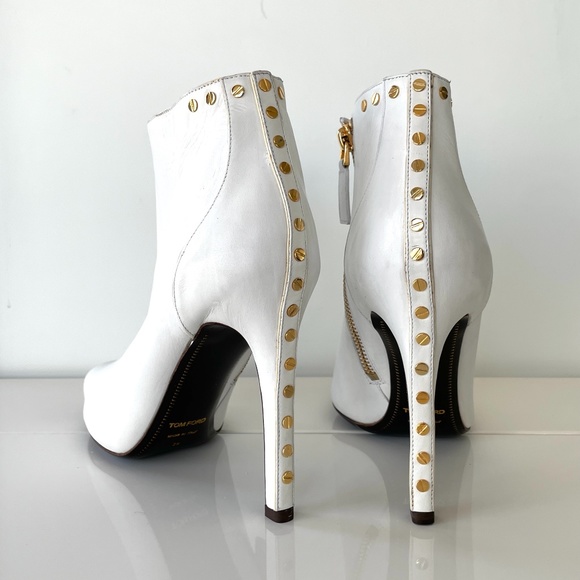 Tom Ford White & Gold Stiletto Bootie - Picture 3 of 4